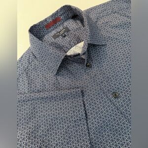 $99 TED BAKER Shirt Men 4 US L Button Down Short Sleeve Preppy Stretch Weekend